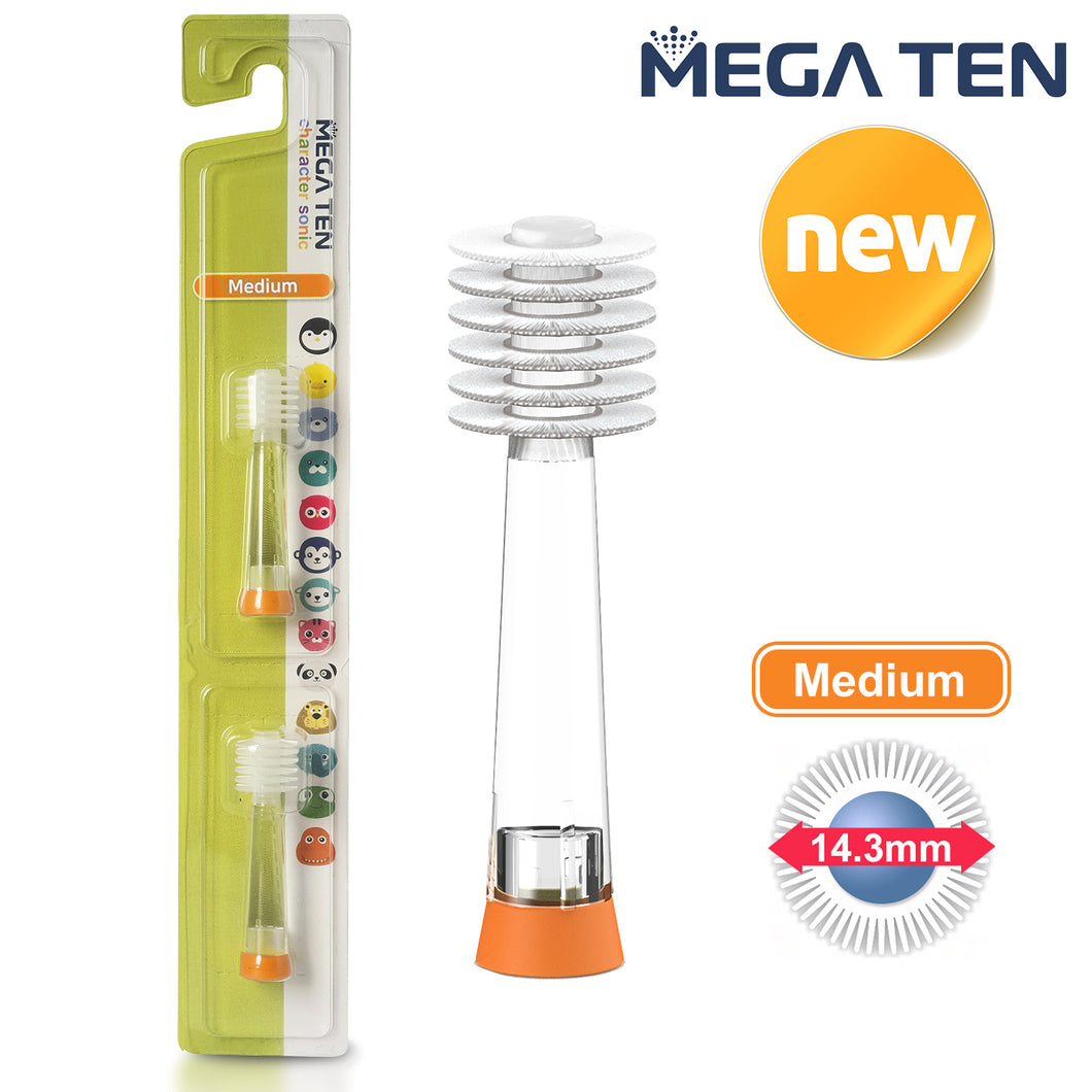 Mega Ten 360兒童電動牙刷補充刷頭 中軟毛 2支裝