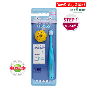LUX360 Step1 Kid Toothbrush (w Protector) 4-24 Months Baby Blue