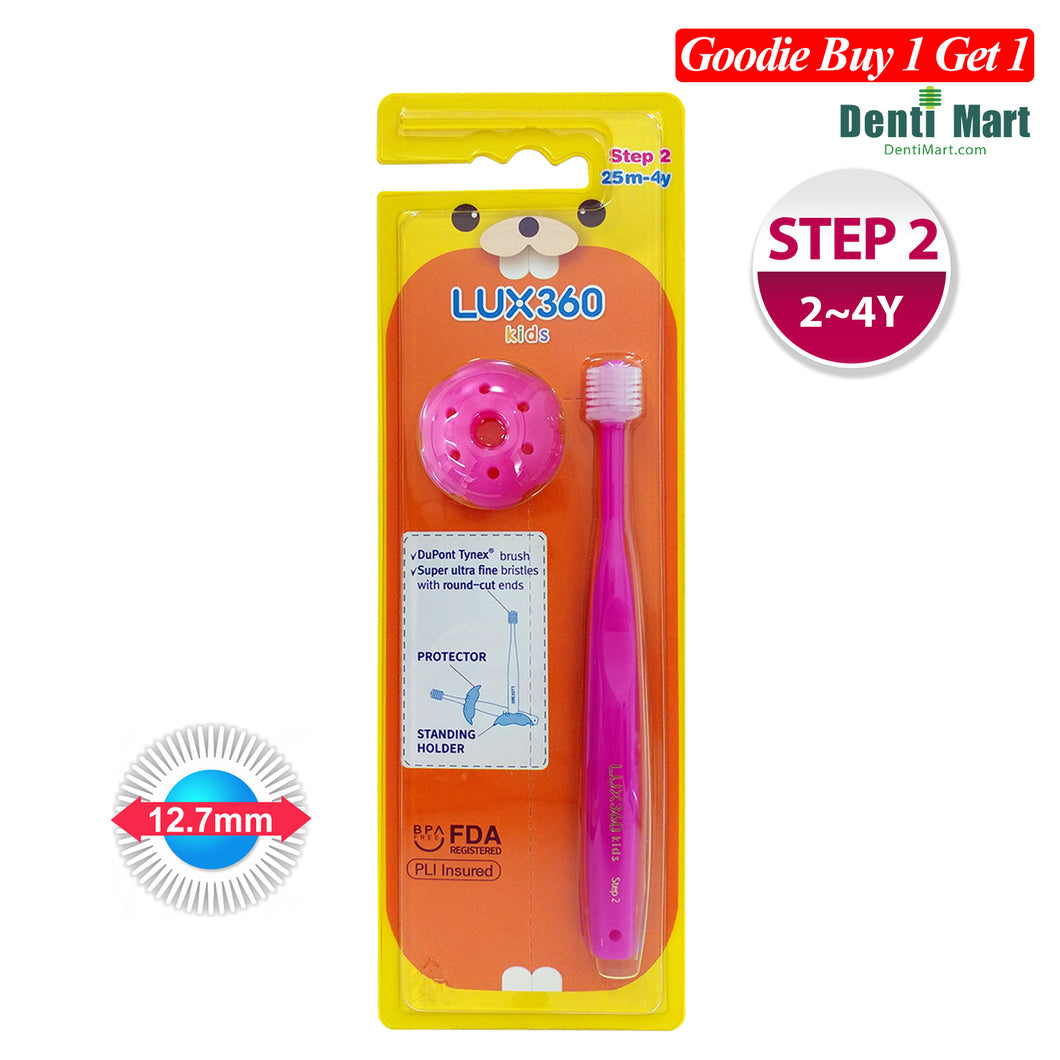 LUX360 Step2 Kid Toothbrush (w Protector) 2-4 Years Reddish