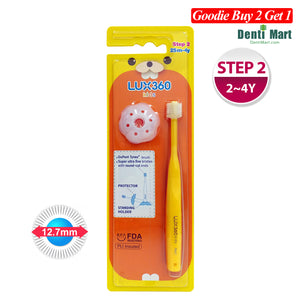 LUX360 Step2 Kid Toothbrush (w Protector) 2-4 Years Yellow