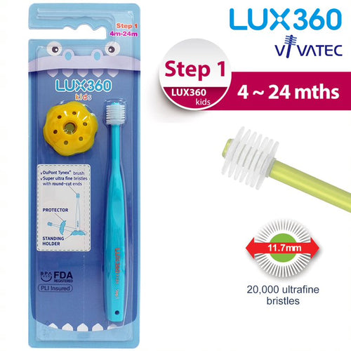 LUX360 Step1 Kid Toothbrush (w Protector) 4-24 mths Baby Blue