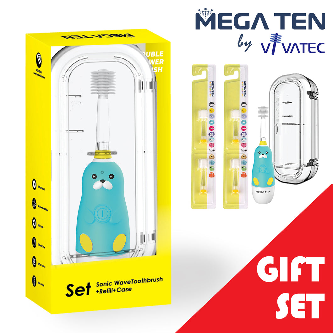 Mega Ten 360 Kids Sonic Toothbrush Gift Set Sea Otter