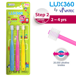 LUX360 Step2 Kid Toothbrush 2-4 Years 3-Piece