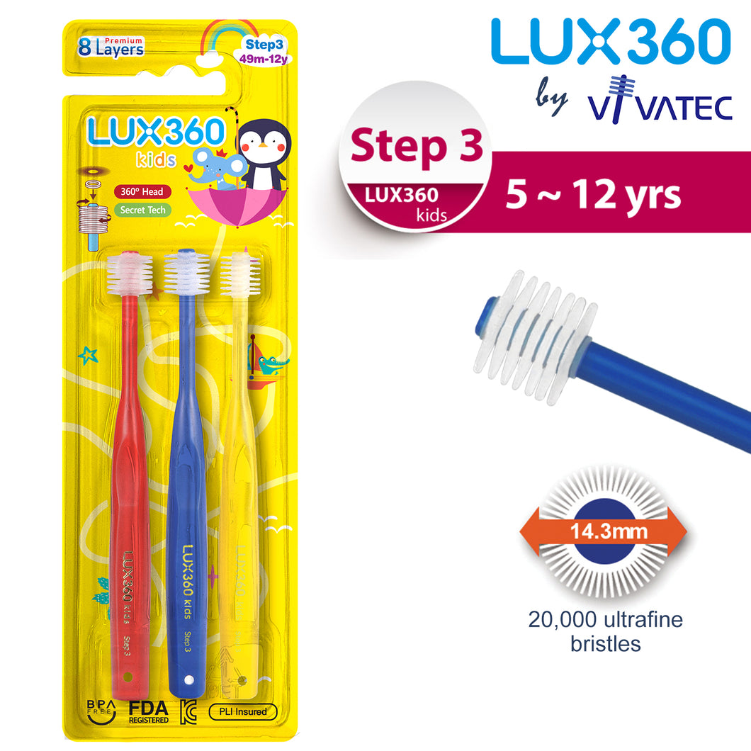 LUX360 Step3 Kid Toothbrush 5-12yr 3P